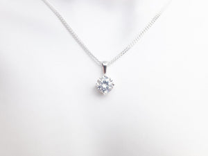 #1 Sterling Silver Cubic Zirconia Round Pendant Necklace