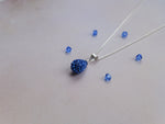Sterling Silver Sapphire Blue Shamballa Pendant Necklace - Diamond Cut Sterling Silver Chain - CZ Jewellery