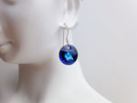 Swarovski Crystal Round Drop Earrings - Bermuda Blue - Sterling Silver - Wedding Jewellery