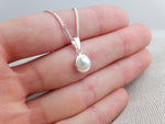 Sterling Silver Freshwater Pearl Pendant - White - Diamond Cut Sterling Silver Chain - Wedding Jewellery