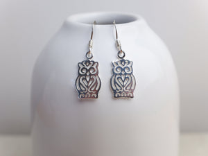 Sterling Silver Owl Charm Drop Earrings - 925 - Bird Jewellery