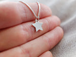 Sterling Silver Star Charm Pendant Necklace - Diamond Cut Sterling Silver Chain - Christmas Jewellery