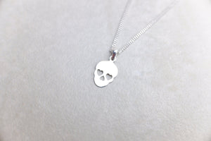 Sterling Silver Skull Charm Pendant Necklace - Diamond Cut Sterling Silver Chain - Gothic Jewellery