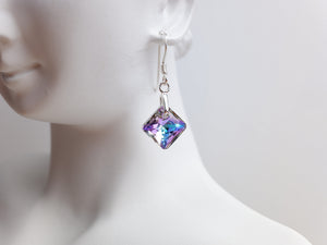 Swarovski Crystal Princess Cut Drop Earrings - Vitrail Light - Sterling Silver - Wedding Jewellery