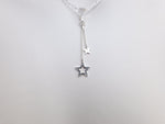 Sterling Silver Double Star Charm Pendant Necklace - Sterling Silver Cable Chain - Christmas Jewellery