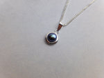 Sterling Silver Freshwater Pearl Pendant - Blue - Diamond Cut Sterling Silver Chain - Wedding Jewellery