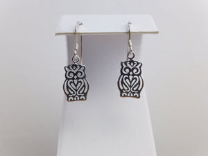 Sterling Silver Owl Charm Drop Earrings - 925 - Bird Jewellery