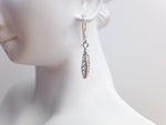 Sterling Silver Feather Charm Drop Earrings - 925 - Minimalist Jewellery