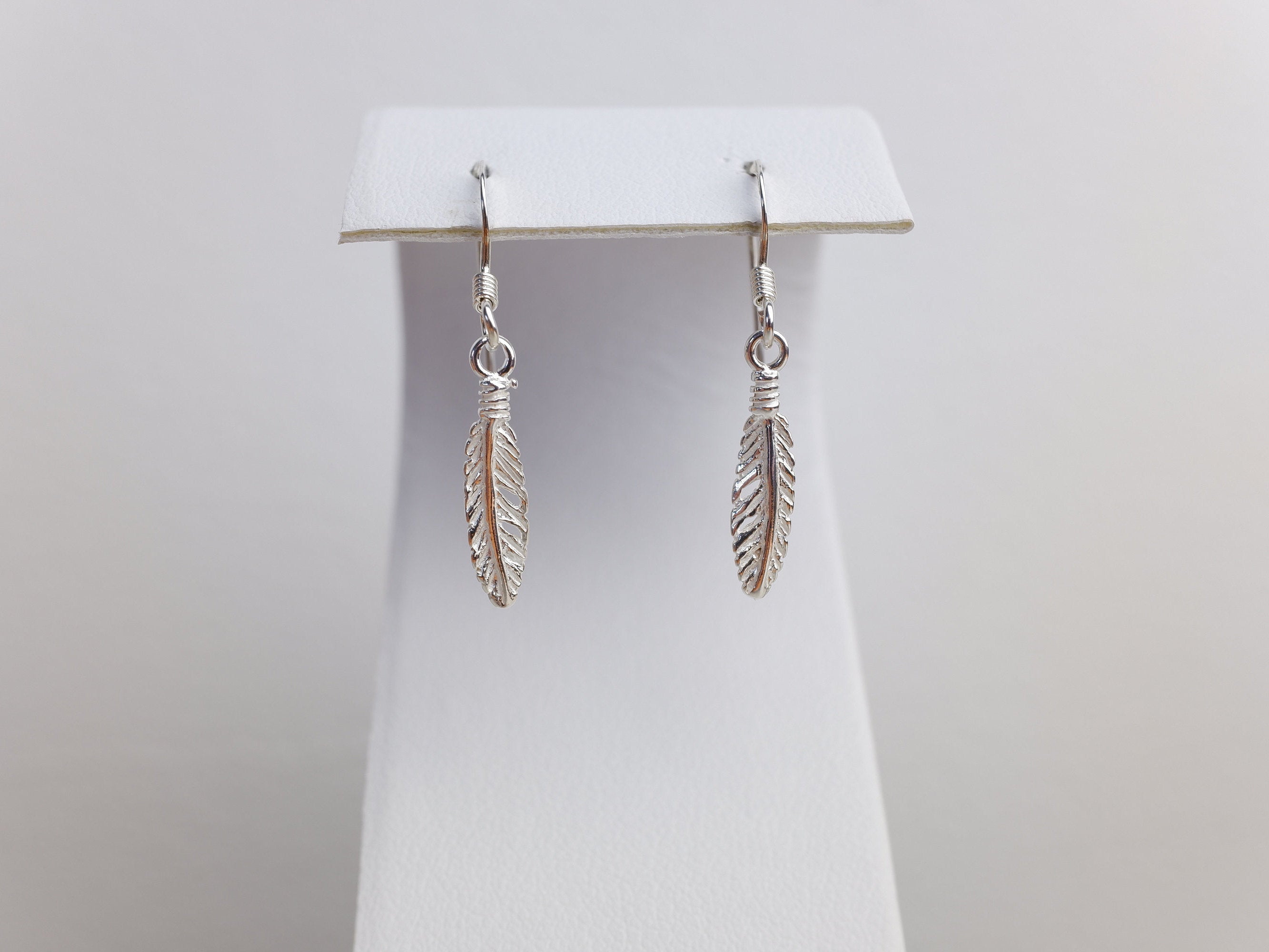 Sterling Silver Feather Charm Drop Earrings - 925 - Minimalist Jewellery