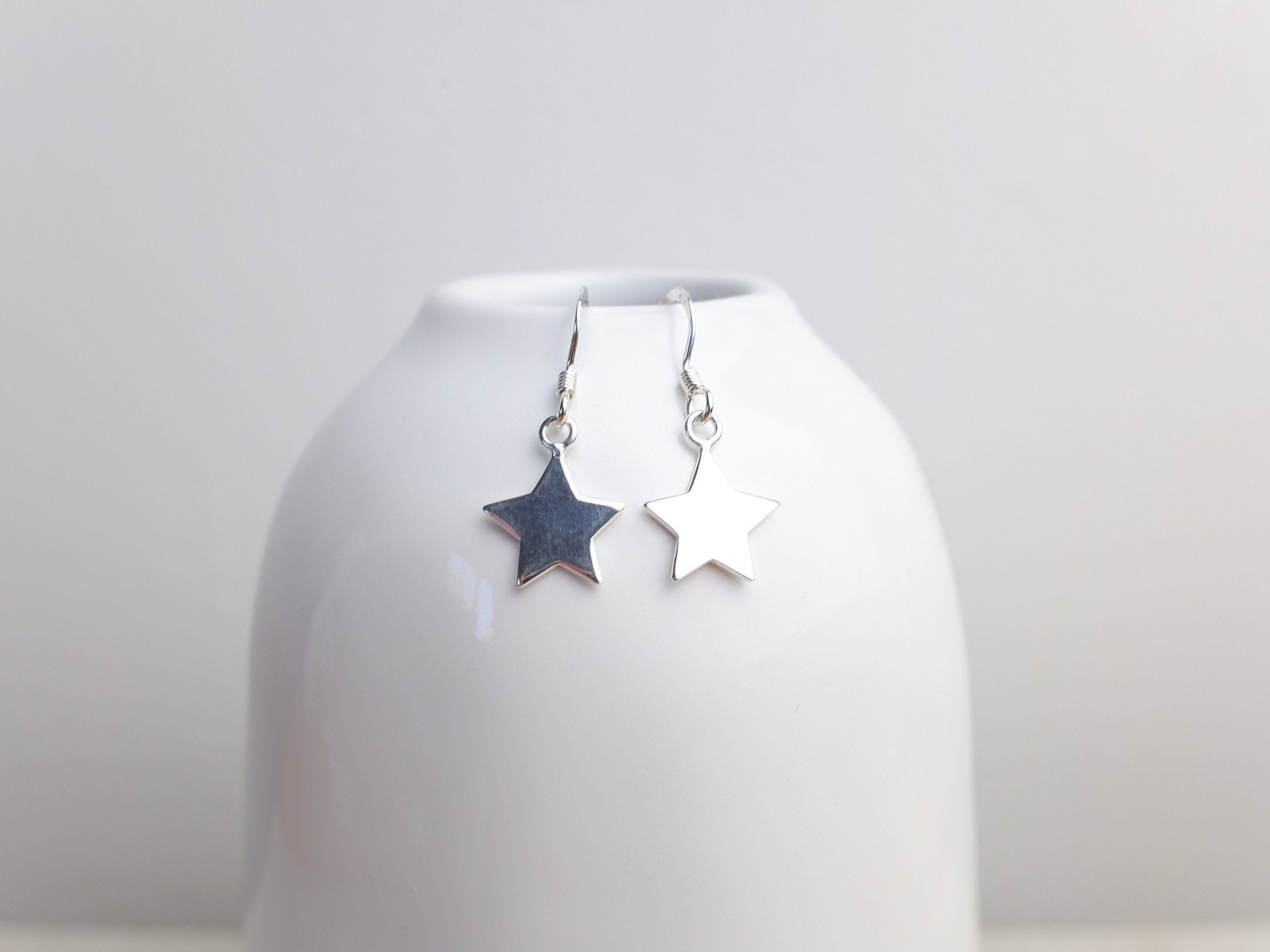 Sterling Silver Star Charm Drop Earrings - 925 -  Christmas Jewellery