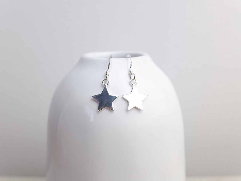Sterling Silver Star Charm Drop Earrings - 925 -  Christmas Jewellery